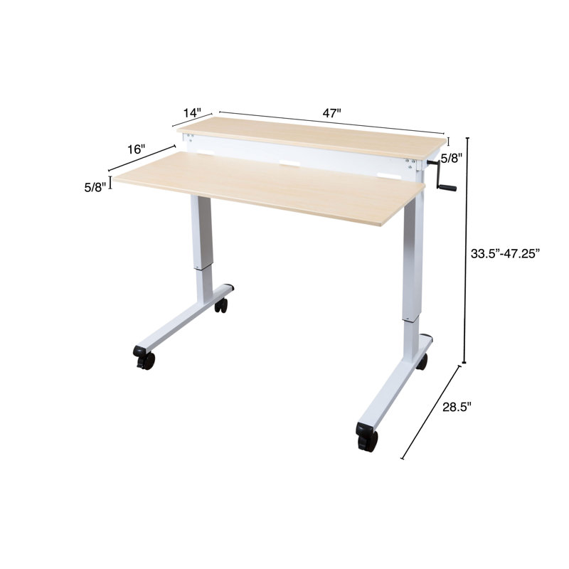Selinger Adjustable Metal Base Standing Desk, 33.5" H x 47" W x 28.5" D, Birch/White