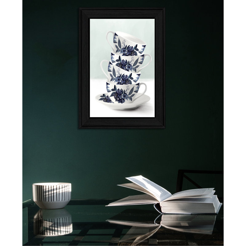 «Black Tea Blue Tea Tower», art encadré en papier multicolore (bleu) de 2,95 lb, 23 po de hauteur, imprimé