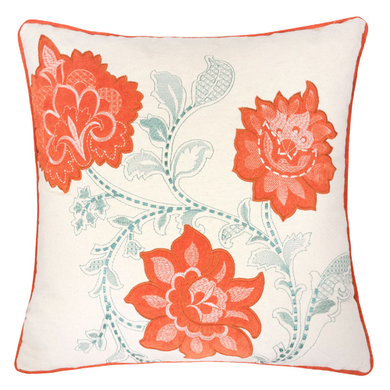 Floral Linen Throw Pillow