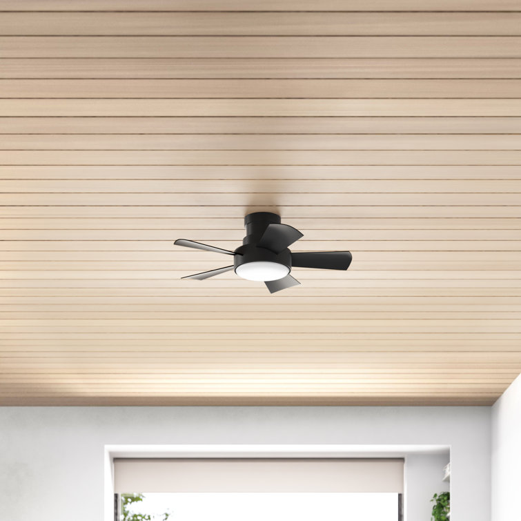Vox 5 - Blade Indoor/Outdoor Smart Flush Mount Ceiling Fan with Remote Control and LED Light Kit, Works With Alexa and iOS or Android App