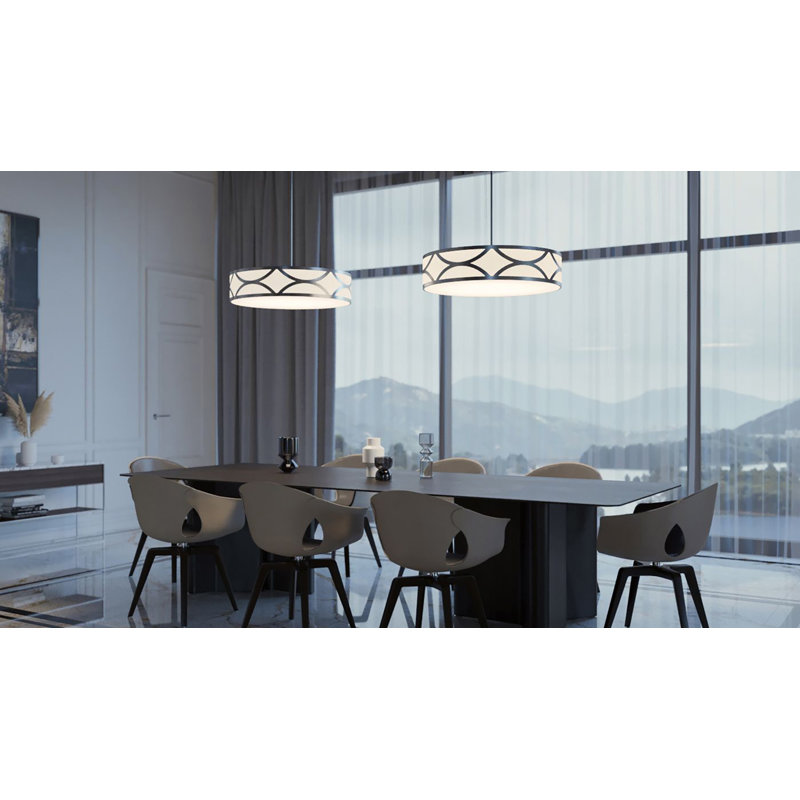 Luminaire suspendu tambour 4 lumières Jasvant, Nickel peint