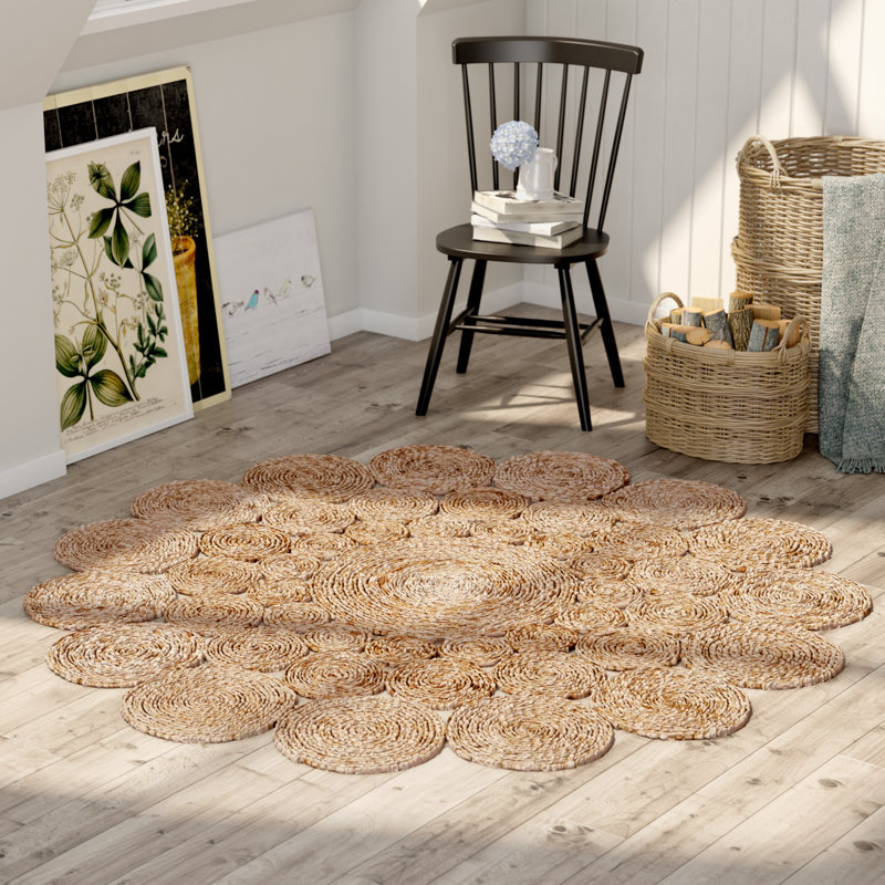 Tapis en jute tissé à la main Grimpante, Rond 5 pi