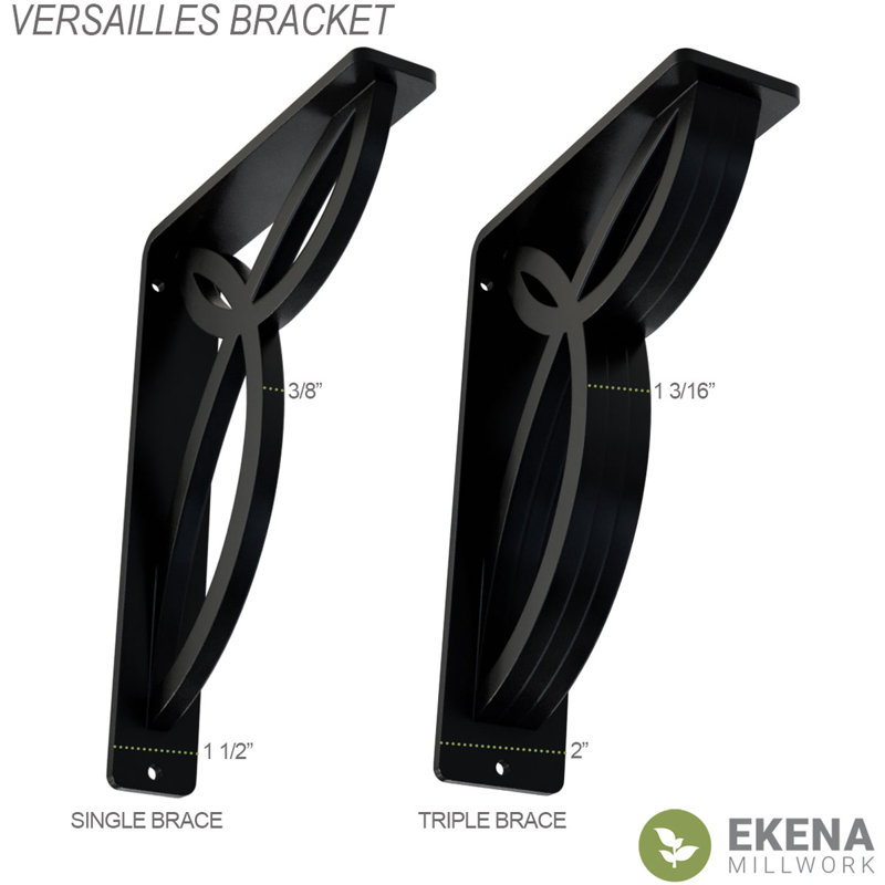 2"W x 5 1/2"D x 8"H Versailles Wrought Iron Bracket, (Triple center brace) (6-Pack), 2" x 8"
