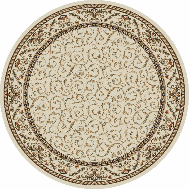 Tapis oriental ivoire / brun / rouge / noir Weisgerber, Rond 8 pi
