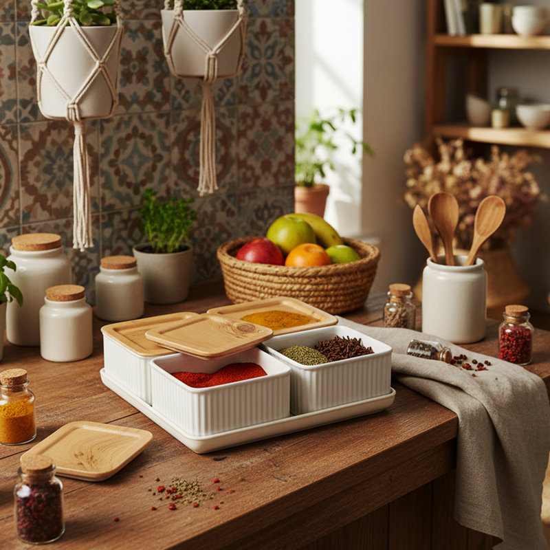 Canister Set With A Serving Tray (4-Piece)