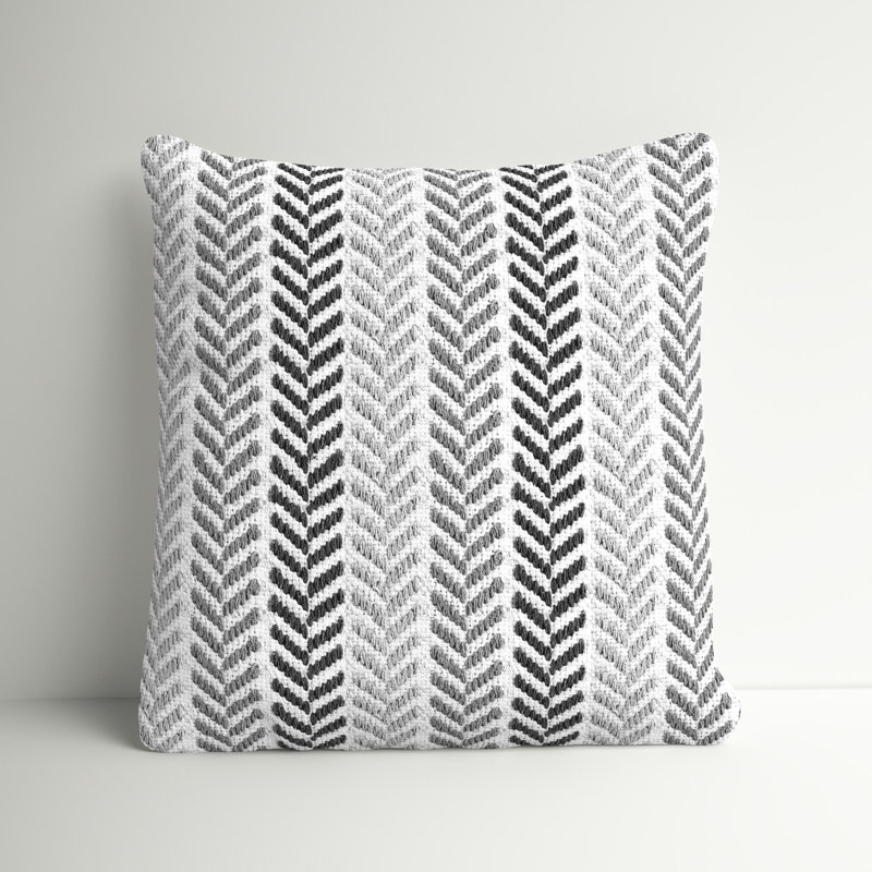 Hand Woven Chevron Textured 100% Cotton Throw Pillow, Gray, Polyester