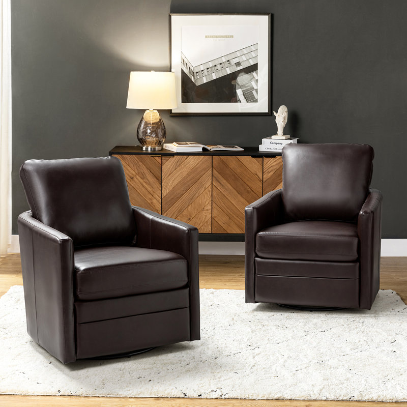 Fauteuil pivotant en similicuir de 27 po Alfonso, Similicuir brun