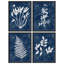 «Botanical Silhouette Blue and White Modern Artwork Minimalist Wall Art Decor», 4 pièces-101519972-101519973