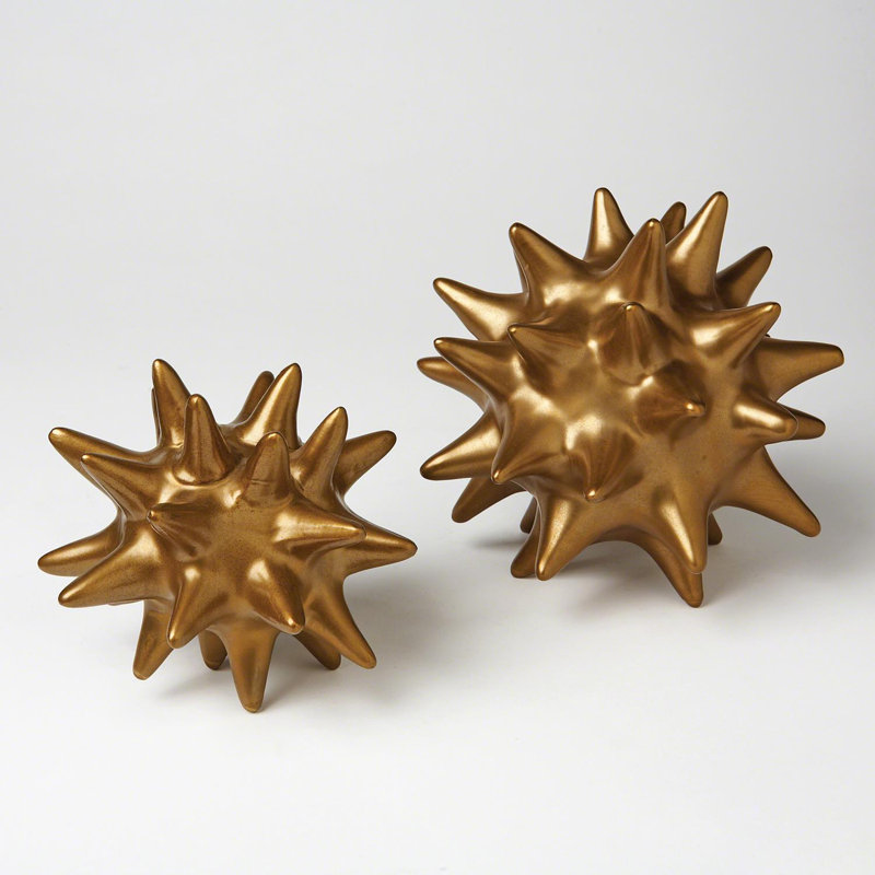 Urchin, 7" H x 7" W x 7" D, Antique Gold