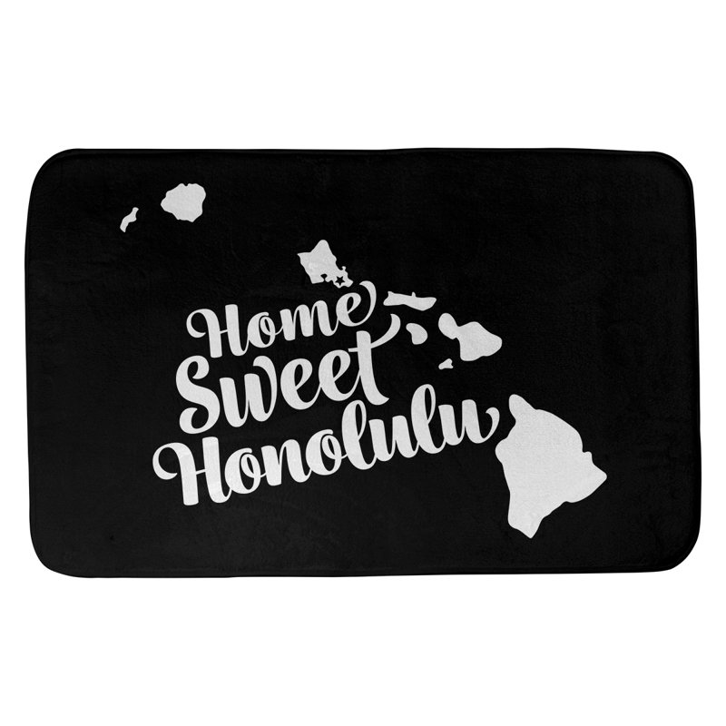 Tapis pour salle de bain honolulu hawaii, l 17 po x L 21 po, Noir