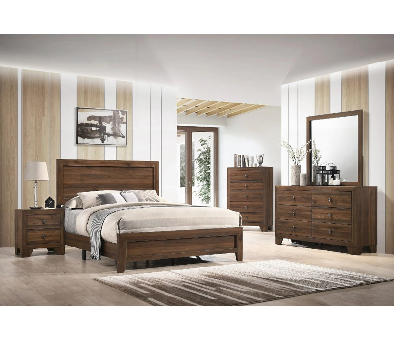 Lit à panneaux très grand avec fini cerisier brun et dimensions 84 x 78,1 x 49,6 po - aucun sommier nécessaire, meubles en bois durables