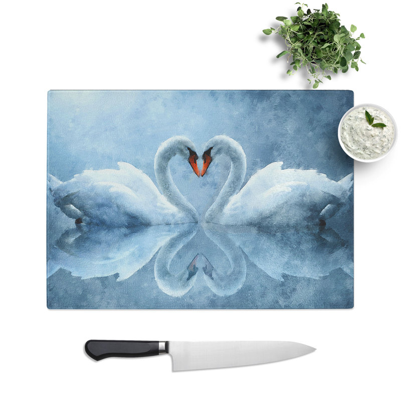 White Swan Vol.3 Painting Chopping Board, 0.4cm H x 28.5cm W x 39cm L