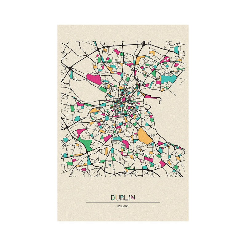 Dublin, Ireland Map by Ayse Deniz Akerman - Wrapped Canvas Gallery-Wrapped Canvas Giclée