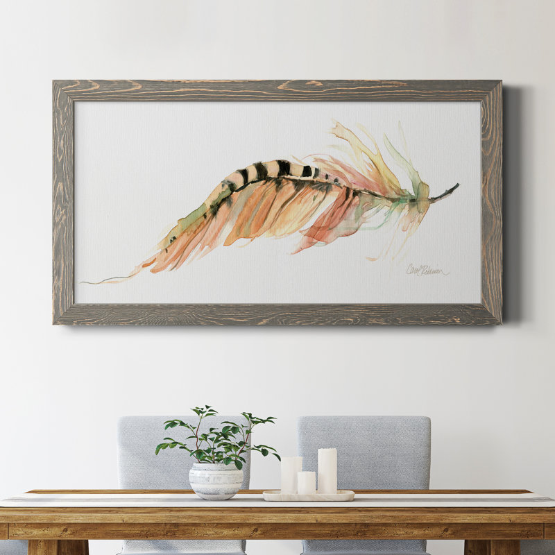 Tail Feather IV - Peinture sur toile encadrée, Gris