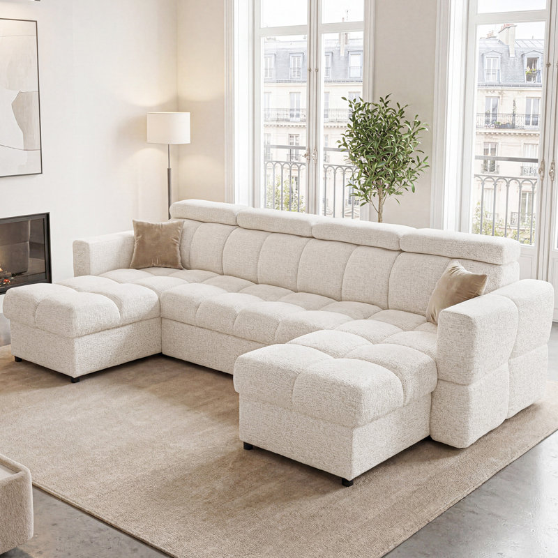 Sectional, CREAM Polyester Blend