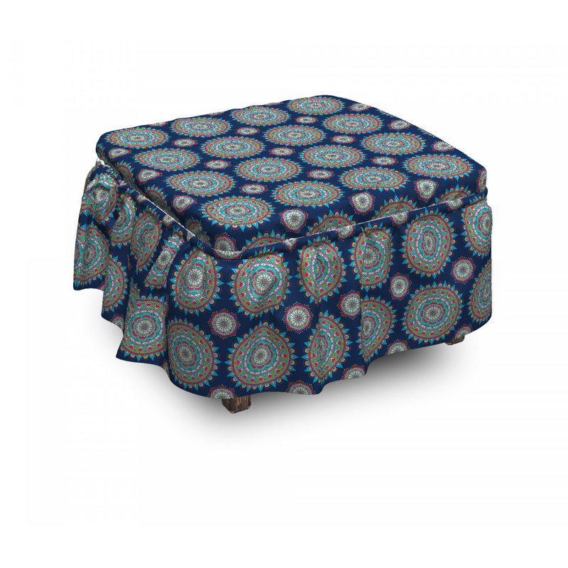 Ensemble de housse pour repose-pieds à coussins carrés 2 pièces mandala