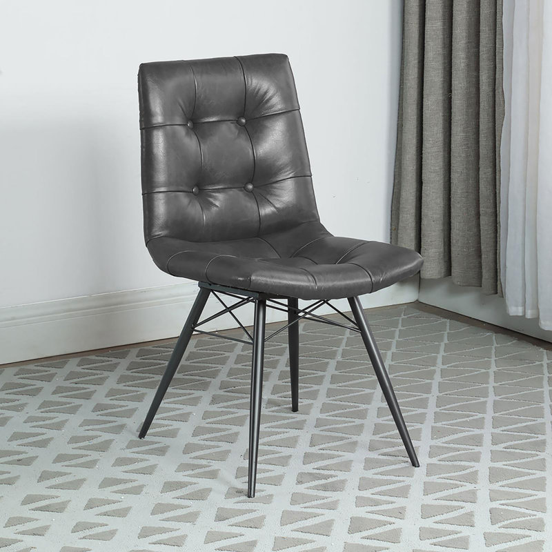 Ensemble de 4 chaises de salle à manger à dossier capitonné gris anthracite et bronze industriel, Noir