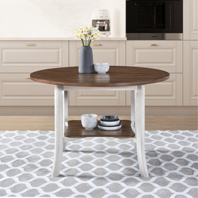Charming Round Dining Table With Shelf For Versatile Use And Stylish Appeal