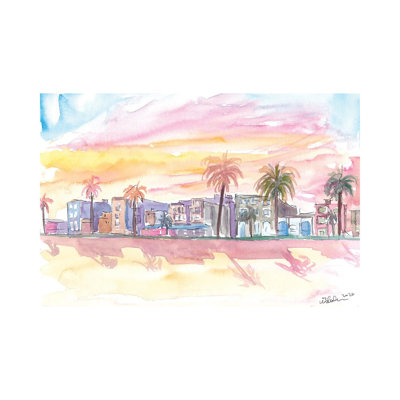 Venice Beach California Waterfront View At Sunset by Markus & Martina Bleichner - Wrapped Canvas Print