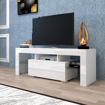 Black TV Stand With LED Lights,Flat Screen TV Cabinet, Gaming Consoles - In Lounge Room, Living Room And Bedroom(Black -  Ivy Bronx, 89C3E9E692284FAE91DCCBB67BF094FF