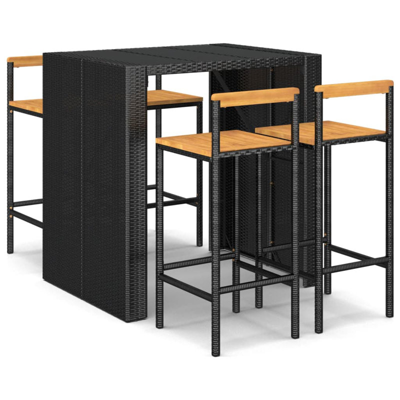 Domerese Bar Set with Stools, Black