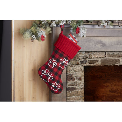 Chaussette de Noël Buffalo Check Paw Prints
