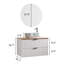 Meuble-lavabo mural à double tiroir 32 pouces + plateau en bois massif, lavabo carré en céramique et miroir rond, design minimaliste moderne, alliant fonctionnalité et style