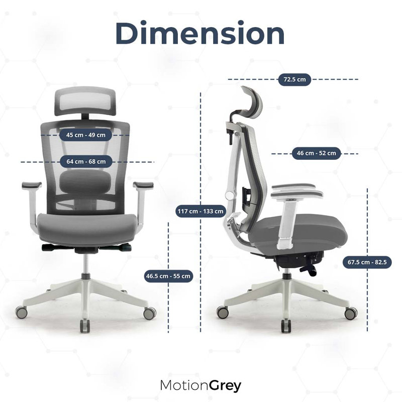 Chaise de bureau Cloud Mesh, Gris, Blanc