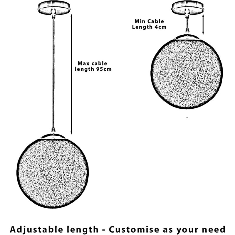 Shukura 1-Light Sphere Pendant | Modern Industrial Globe Ceiling Fixture by 17 Stories, White