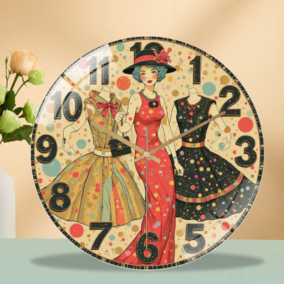 Horloge murale rétro en verre pour femme