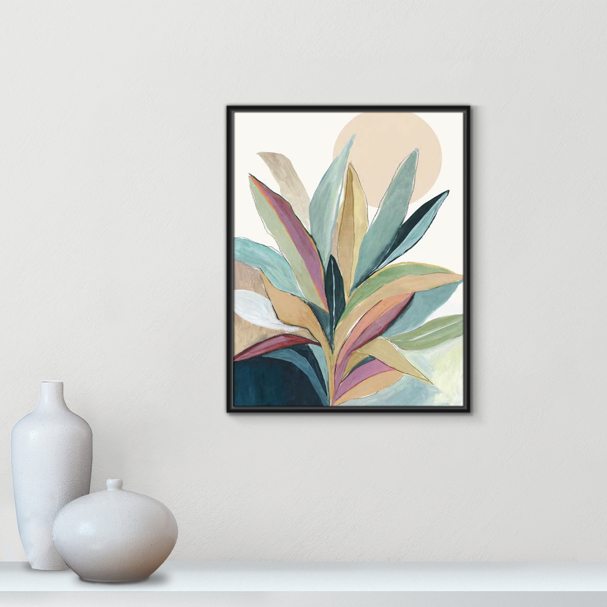 Sherbrooke Sunny Bright Leaves I by Asia Jensen Print, Black Floater Framed, No Mat, 29.5" H x 23.5" W x 2" D