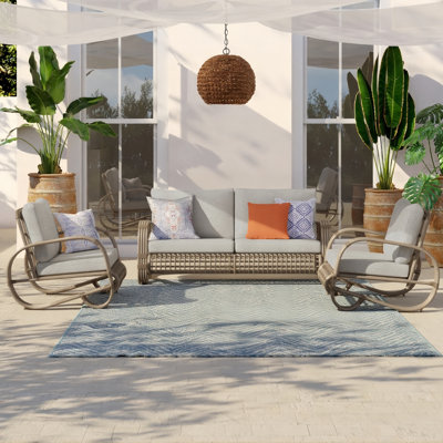 Patio Aluminum / Pe Wicker Club Chairs And Loveseat