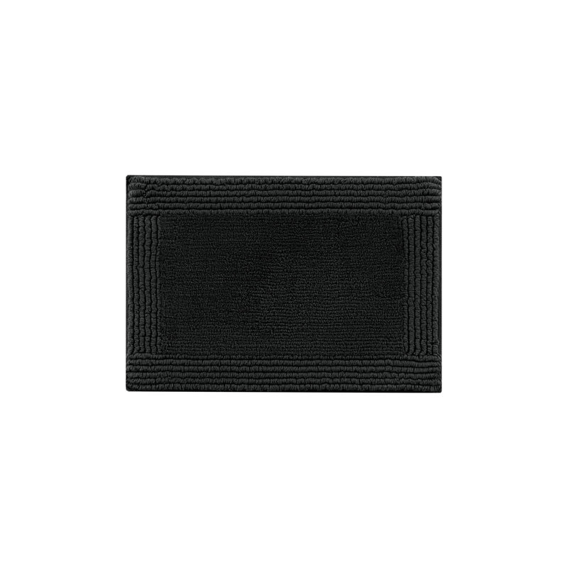 1 tapis de salle de bain réversible 100% coton touffeté 3000 g / m² 20 x 30 po noir, Rectangle 1 pi 8 po x 2 pi 6 po