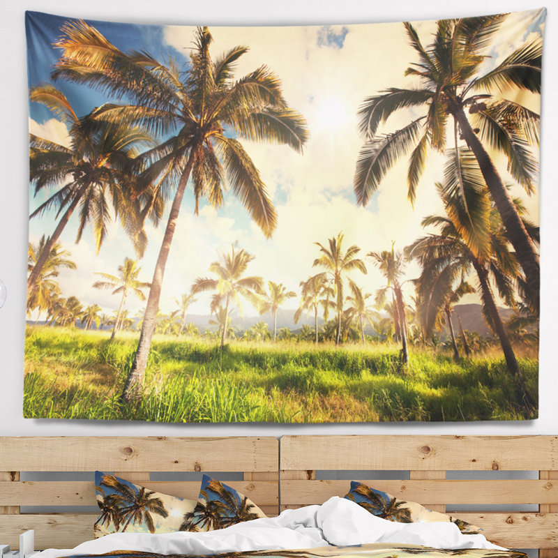 Tapisserie de belle plantation de palmier en hawaii landscape, H 32 po x l 39 po