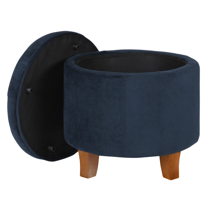 Pittsburgh Cambridge Tufted Round Storage Ottoman, Bella Ink Blue