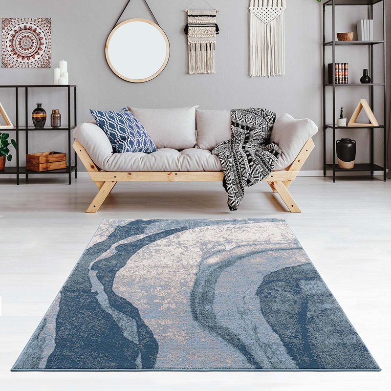 Tapis abstrait tissé à la machine, Rectangle 5 pi 3 po x 7 pi