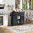 53.7" Farmhouse Kitchen Island With Power Outlet, 2 Sliding Barn Door Kitchen Storage Island With Drop Leaf, Spice Rack Rolling Kitchen Cart On Wheels, For Home, Kitchen And Dining Room-596995815