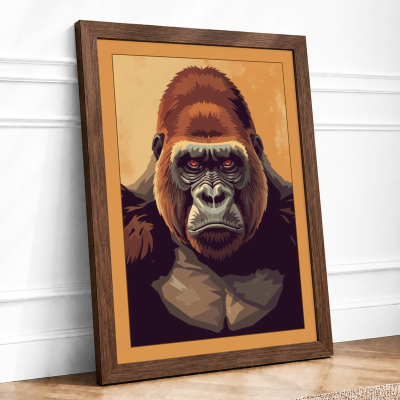 Gorilla's Gaze Modern - Framed Print, A1 - 84.1 x 59.4 cm, Walnut