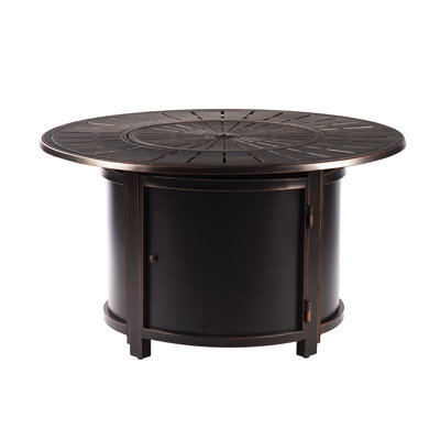 Table de foyer d'extérieur au propane en aluminium avec couvercle H 24,5 po x l 44 po Mortola