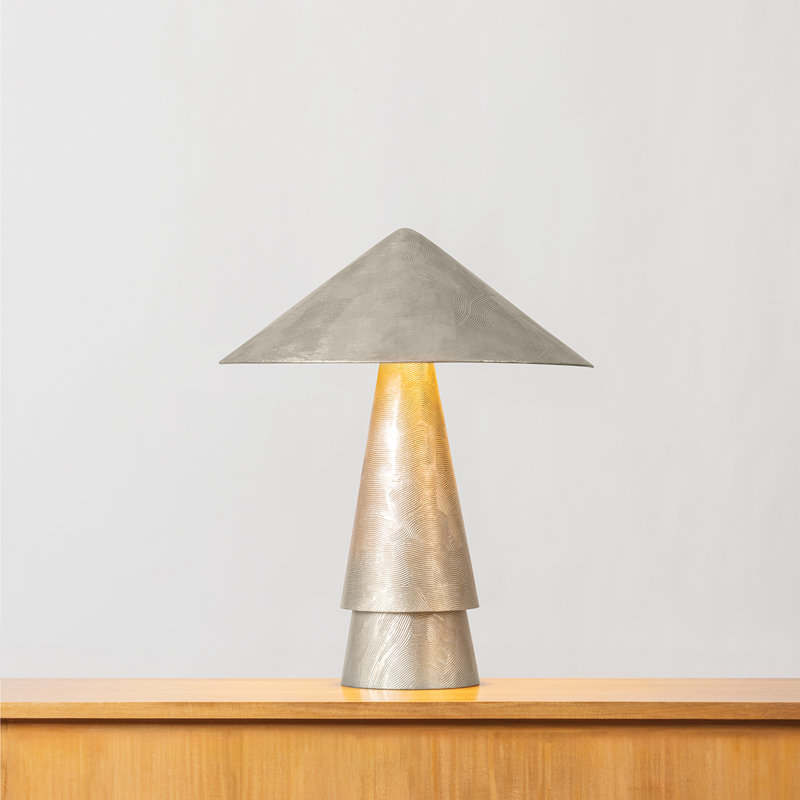 Foxton Table Lamp in Warm Leaf, Silver, Silver