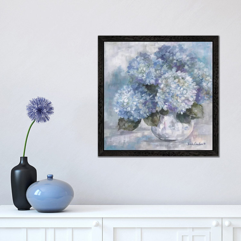 Hydrangea Blues by Debi Coules - Print on Canvas, 45.72 cm H x 45.72 cm W, Black Framed
