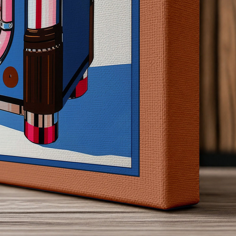Jukebox Retro - Wrapped Canvas, 24x16 - 61.0 x 40.6 cm, Terracotta Border