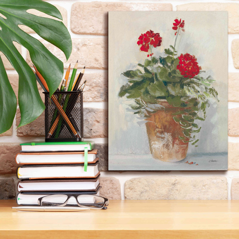 «Aanchal Pottot Geraniums II Light on Canvas» par Carol Rowan, reproduction, H 16 po x l 12 po x P 0,75 po