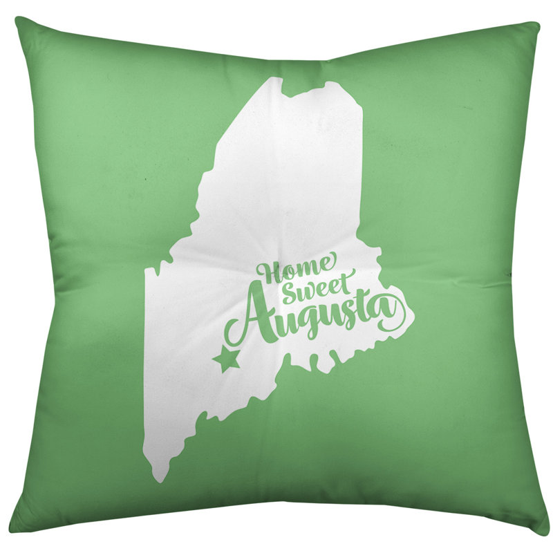 Reversible Throw Pillow, Green, 28" H x 28" W, Augusta/Maine