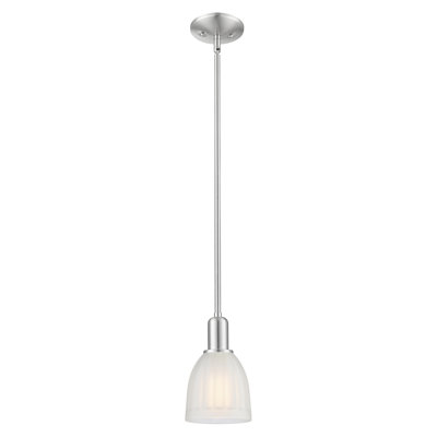 Arcadia - Bentham - Mini-luminaire suspendu 1 tige 6 po - Finition nickel brossé satiné - Abat-jour blanc