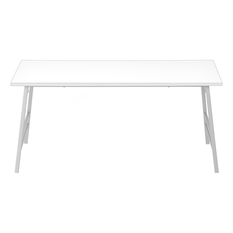 Contemporary Grey Metal Rectangular Coffee Table With Angled Legs And Laminate Top, White