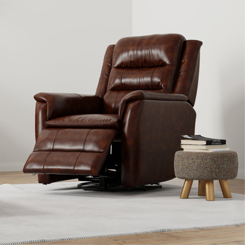 Fauteuil inclinable et pivotant avec repose-pieds manuel Global Home, Brun