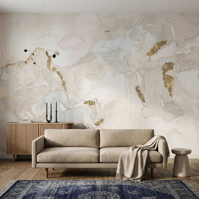 World Map Wallpaper World Map World Map Removable Wall Decor, 160"x108", Peel and Stick