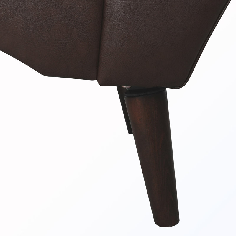 Chaise longue capitonnée sans accoudoirs avec coussin et garniture cloutée, Dark Brown