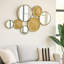 Miroir mural moderne en métal avec motif circulaire superposé, fer texturé et décoration   